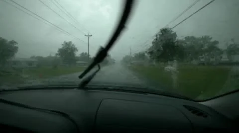 Driving in Heavy Rain Stock Footage 10570973
