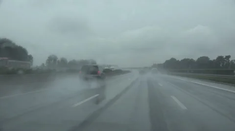Driving in heavy rain Stock Footage 68911209