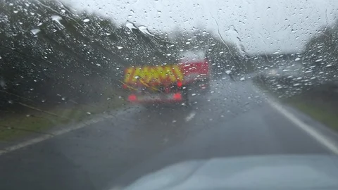 Driving in heavy rain Stock Footage 124862133