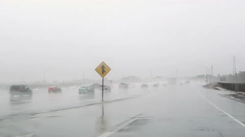 Driving in heavy rain Video stock 154686548