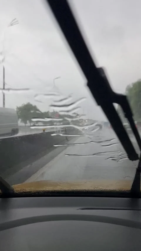 Driving in heavy rain. Stock Footage 331316236