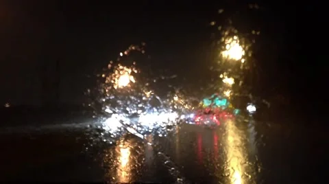 Driving on heavy raining night Stock Footage 45328263