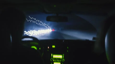 DRIVING AT HIGH SPEED , OUT OF TIME TIME LAPSE INSIDE THE MACHINE AT NIGHT Stock Footage 59907550