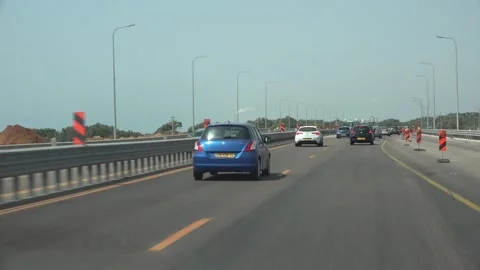 Driving highway 2 under construction Israel AUG4 2022 Stock Footage 293223843