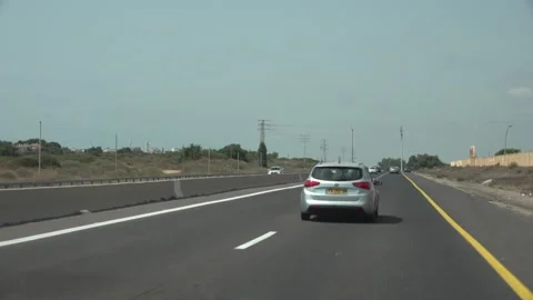 Driving highway 2 under construction Israel AUG4 2022 Stock Footage 293224294