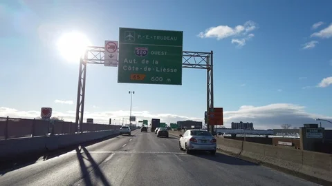 Driving on highway 40 during winter day in Montreal, Canada Stock Footage 105469488