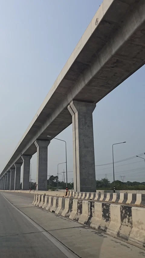 Driving in highway and elevated railway. Stock Footage 340757948