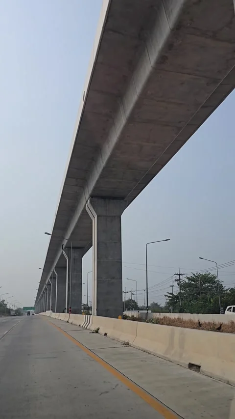 Driving in highway and elevated railway. Stock Footage 340757964