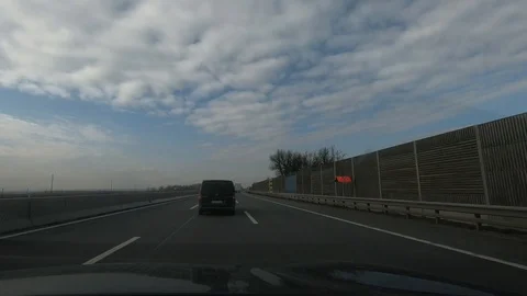 Driving Highway Autobahn Winter Stock Footage 129474276