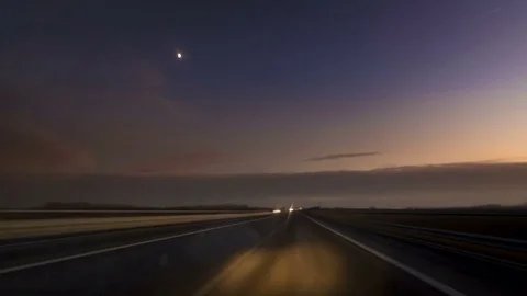 Driving on highway at dawn Stock Footage 70547518