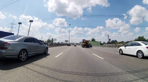 Driving on highway during the day, timelapse Video stock 28545083