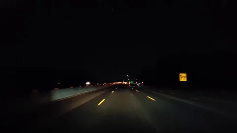 Driving Highway During the Evening.  Driver Point of View POV 스톡 동영상 112356771