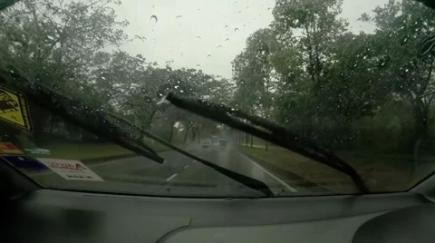 Driving on a highway during heavy rain Stock Footage 39947103
