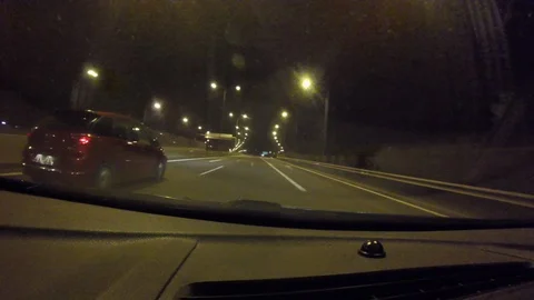 Driving at the highway during night - timelapse POV 스톡 동영상 127969114