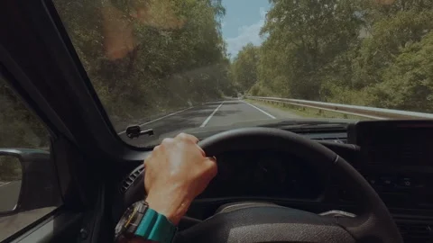 Driving on the highway with a first-person view Stock Footage 327988366
