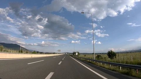 Driving on the Highway, Front View Stock Footage 90347695