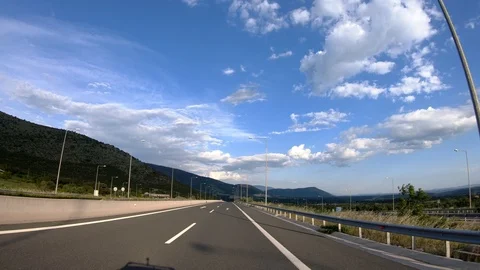 Driving on the Highway, Front View Stockbeeldmateriaal 90348484