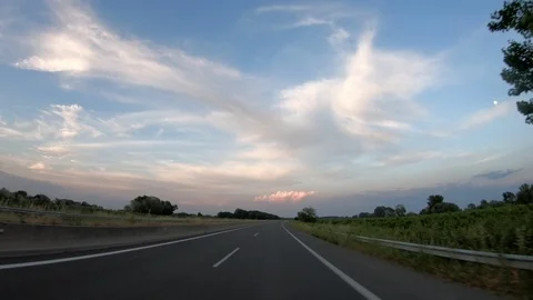 Driving on the Highway, Front View Stockbeeldmateriaal 90349585