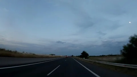 Driving on the Highway, Front View Stockbeeldmateriaal 90350874