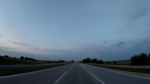 Driving on the Highway, Front View Stockbeeldmateriaal 90351179