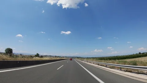 Driving on the Highway, Front View Stock Footage 90366433