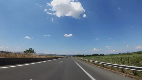 Driving on the Highway, Front View Stock Footage 90366469