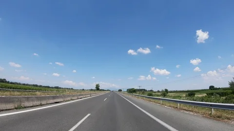 Driving on the Highway, Front View Stock Footage 90366613