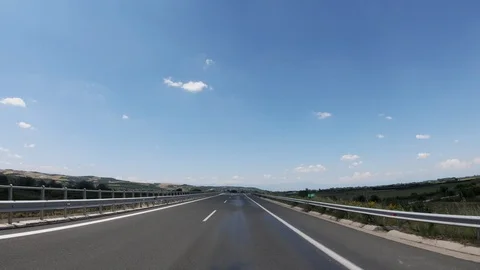 Driving on the Highway, Front View Stock Footage 90366682