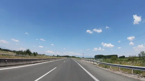 Driving on the Highway, Front View Stock Footage 90366767