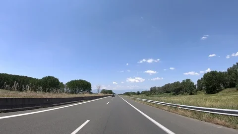 Driving on the Highway, Front View Stock Footage 90366873