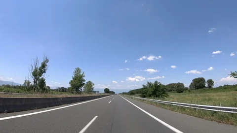 Driving on the Highway, Front View Stock Footage 90366989