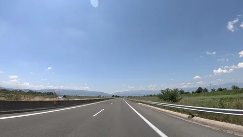 Driving on the Highway, Front View Stock Footage 90367061