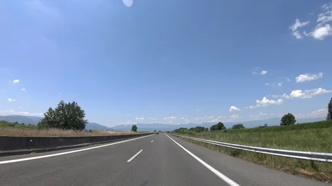 Driving on the Highway, Front View Stock Footage 90369611