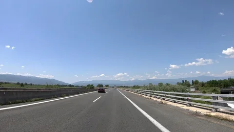 Driving on the Highway, Front View Stock Footage 90369723