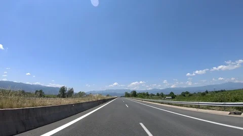 Driving on the Highway, Front View Stock Footage 90369932
