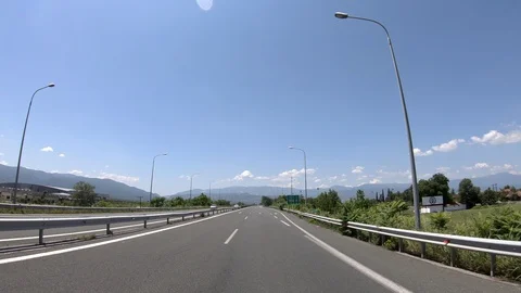 Driving on the Highway, Front View Stock Footage 90369976