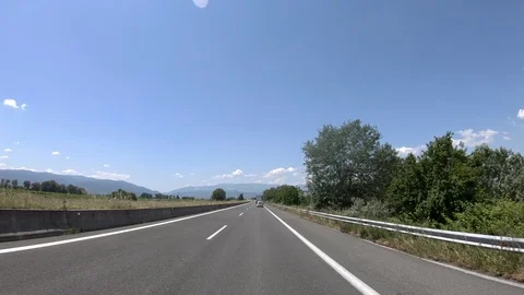 Driving on the Highway, Front View Stock Footage 90370133