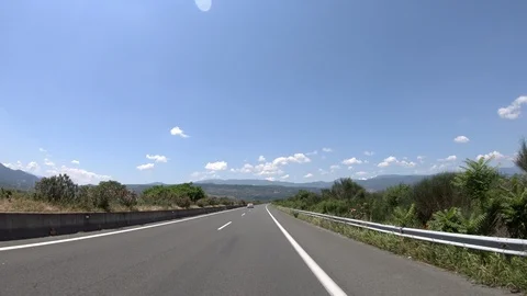 Driving on the Highway, Front View Stock Footage 90370311
