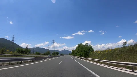 Driving on the Highway, Front View Stock Footage 90370745