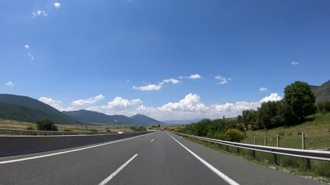 Driving on the Highway, Front View Stock Footage 90370748