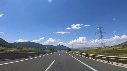 Driving on the Highway, Front View Stock Footage 90370792