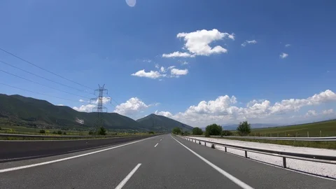 Driving on the Highway, Front View Stock Footage 90371131