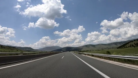 Driving on the Highway, Front View Stock Footage 90371151