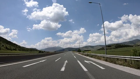 Driving on the Highway, Front View Stock Footage 90371227