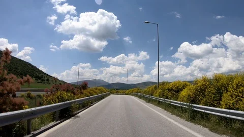 Driving on the Highway, Front View Stock Footage 90371310