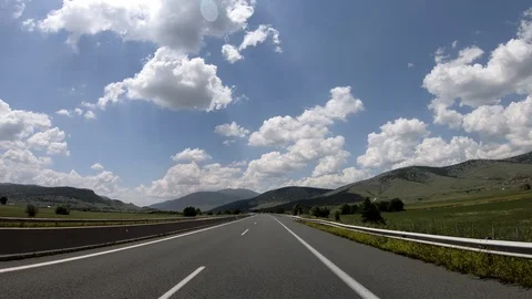 Driving on the Highway, Front View Stock Footage 90371413