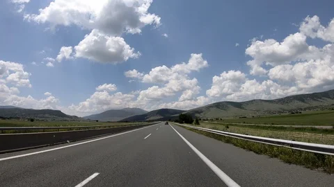 Driving on the Highway, Front View Stock Footage 90371466