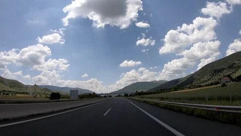 Driving on the Highway, Front View Stock Footage 90371542