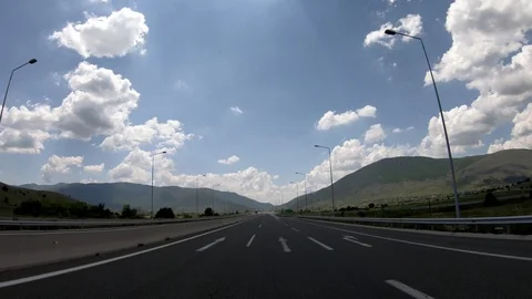 Driving on the Highway, Front View Stock Footage 90371605