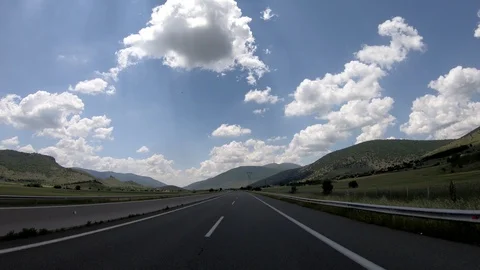 Driving on the Highway, Front View Stock Footage 90371609
